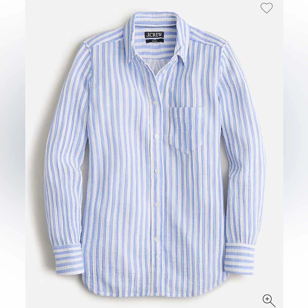 JCrew Classic-fit soft gauze shirt in stripe blue